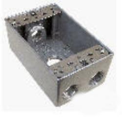 TEDDICO, Outlet Box, Single Gang, Weatherproof, Number Of Outlet: 4 Threaded, Material: Die Cast Metal, Size: 4-9/16 X 2-13/16 X 2 IN, Color: Grey, Construction: Rugged, Seamless, Cubic Capacity: 18.300 IN, Includes: Closure Plugs, Ground Screw And Mounting Lugs, Package Type: Show Pak, Outlet Size: 1/2 IN