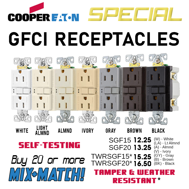 Eaton GFCI Receptacles, now on sale!