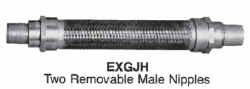 Flexible Conduit Coupling, Trade Size 2 IN, Fitting Material Natural Finished Stainless Steel, Material Natural Finished Stainless Steel Braid/Core, End Type (2) Male Nipple, Flex Length 21 IN, Enclosure Class I Group D, Class II Group E F G, Class III, Approval UL 886, CSA C22.2, Includes Insulating Liner, Constructional Feature Explosionproof, Dust-Ignitionproof, Watertight, Used on Rigid Metal Conduit and IMC